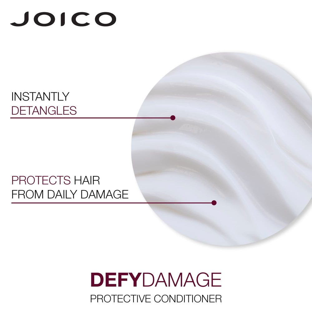 Utilisation quotidienne du duo Joico Defy Damage sans alourdir les cheveux.