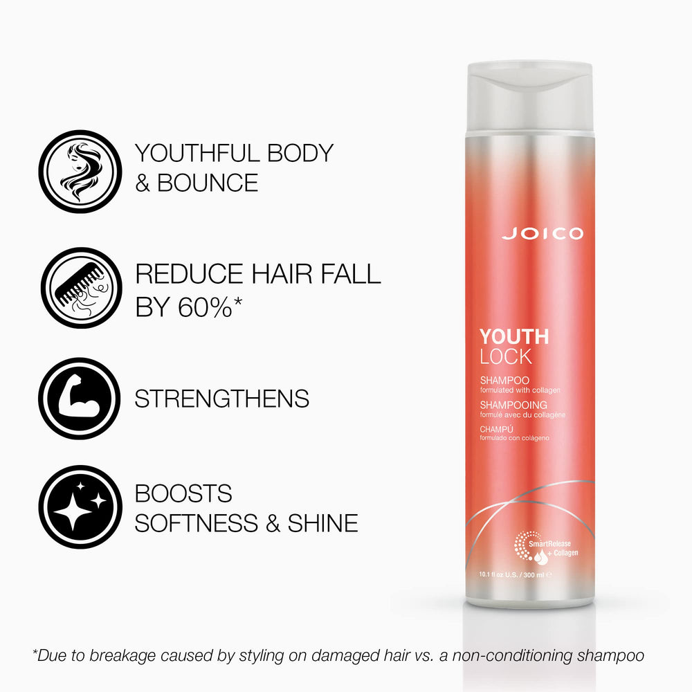 Joico YouthLock, main sur cheveux brillants, démêlage sans effort