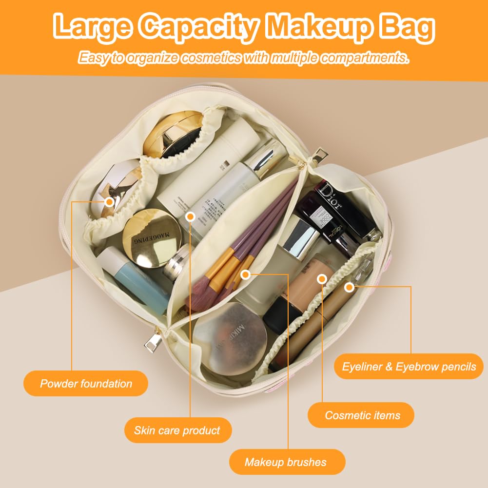 JOINDO sac maquillage cuir PU souple et facile a nettoyer.
