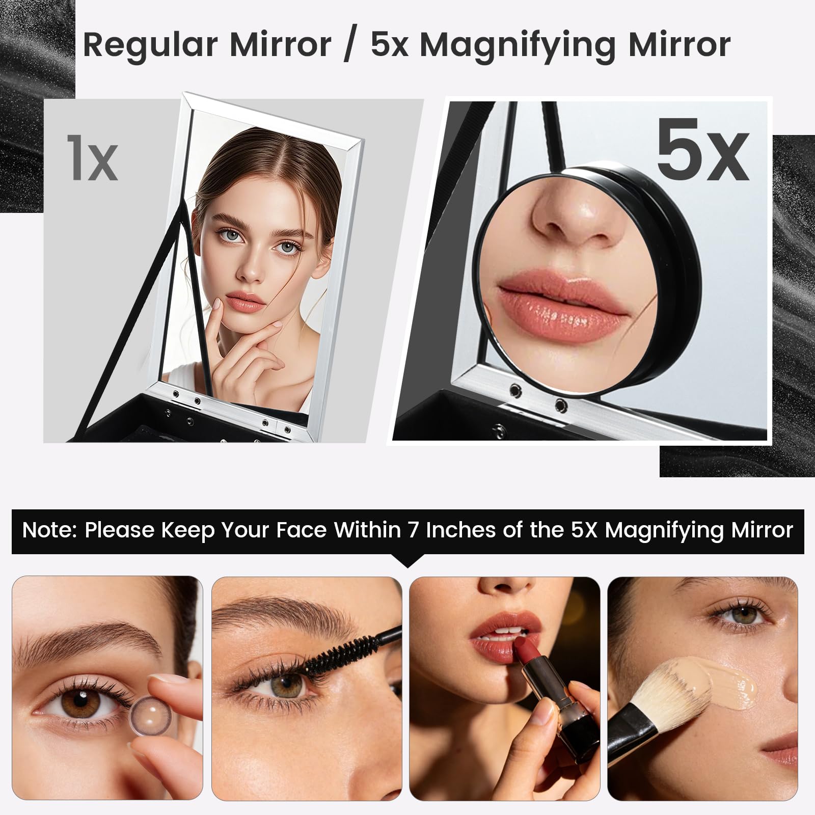 Joligrace coffret maquillage noir à deux niveaux, accès rapide