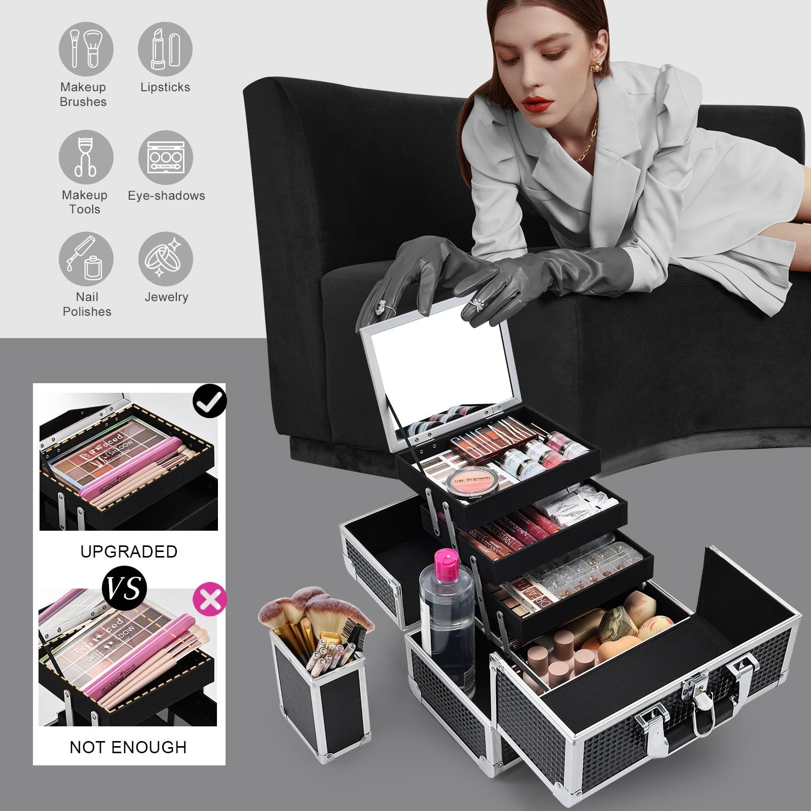 Joligrace design noir diamant accents argentes pour un look chic.