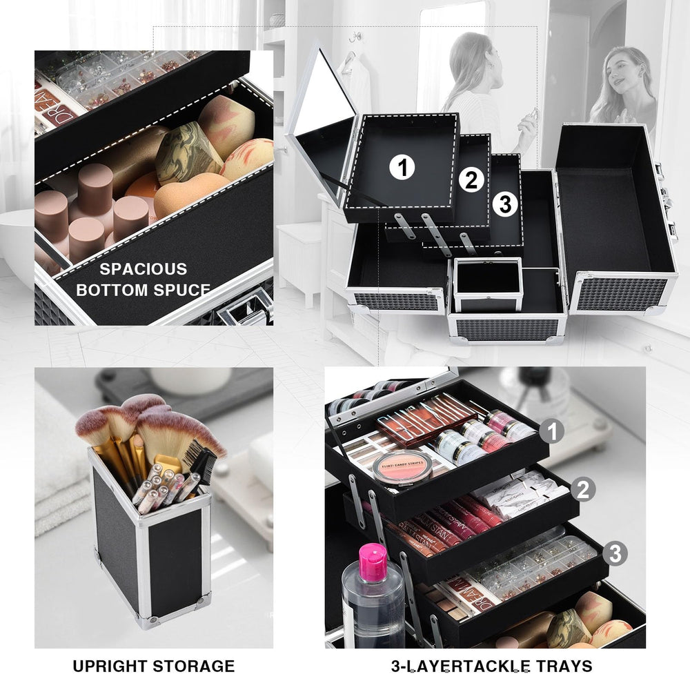 Joligrace grand compartiment maquillage pratique pour fond de teint et poudres.
