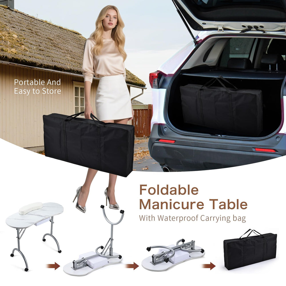 Joligrace table-manicure pieds-retractables, installation rapide sur site.