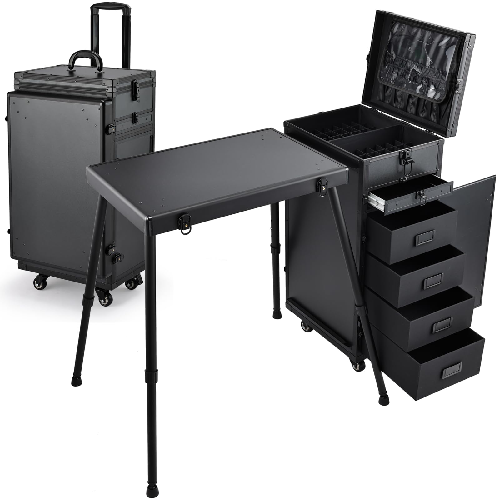 Joligrace table-manicure-roulante-5-tiroirs: rangement pratique et stabilité pendant les prestations.