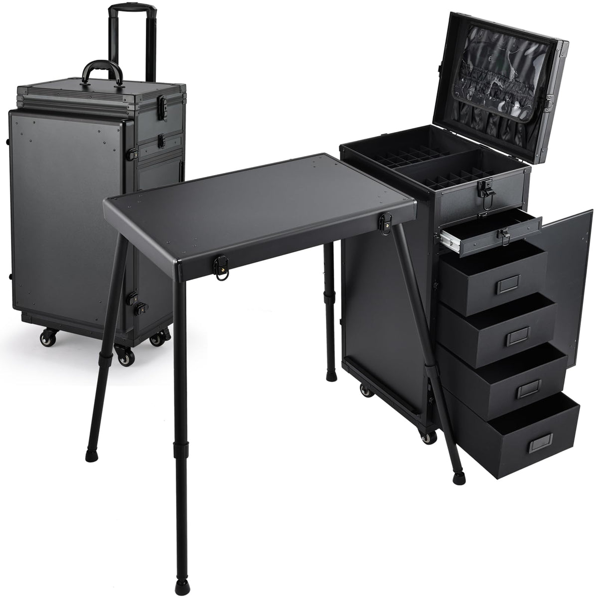 Joligrace table-manicure-roulante-5-tiroirs: rangement pratique et stabilité pendant les prestations.