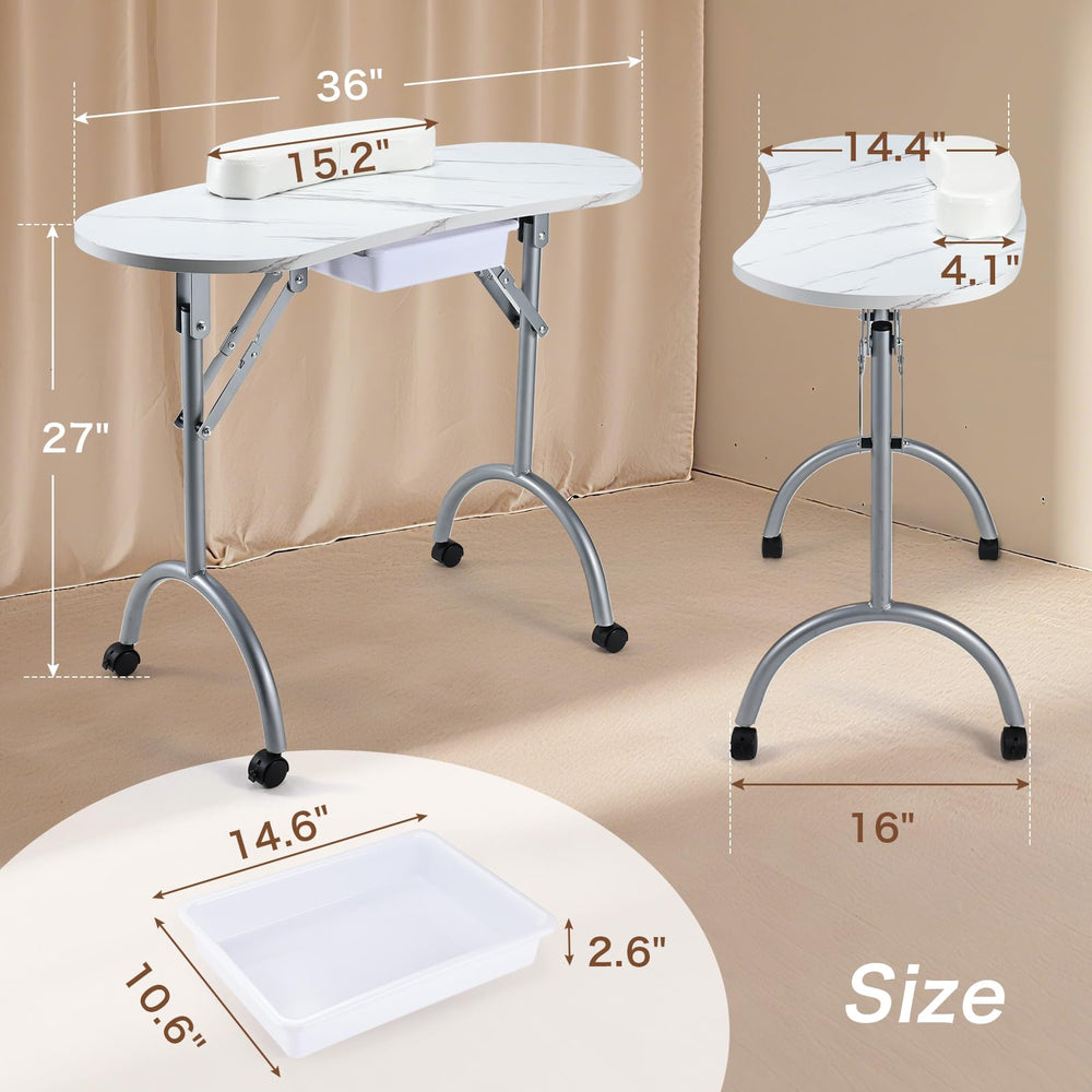 Joligrace table-manicure tiroirs-organisation, rangement clair pour outils et vernis.