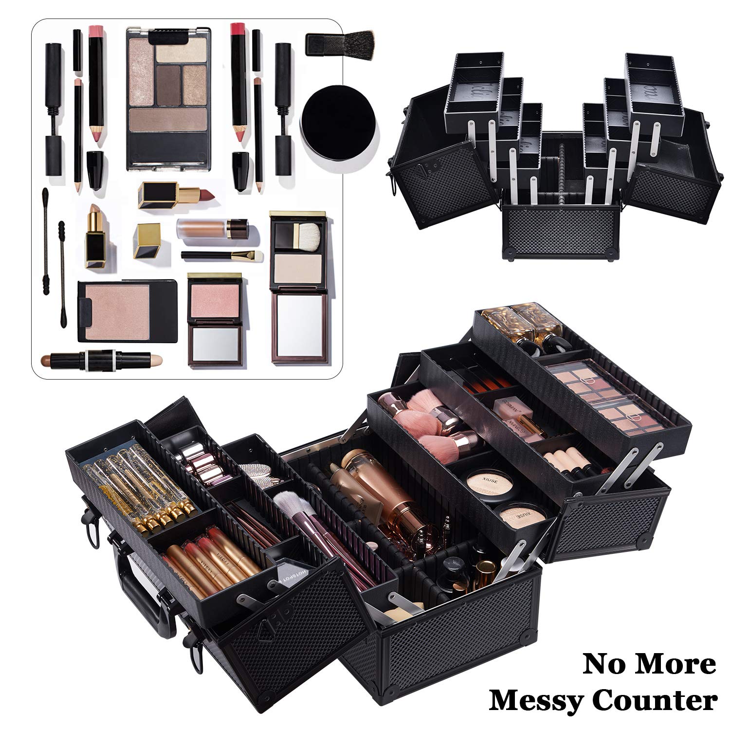 Joligrace valise maquillage pro bottom profond pour les articles volumineux.