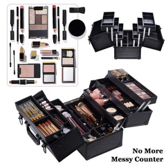 Joligrace valise maquillage pro bottom profond pour les articles volumineux.
