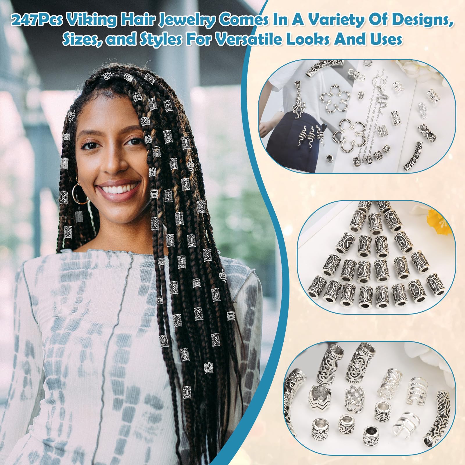 Jollidecor perles locs vikings pour styles variés et expressifs.
