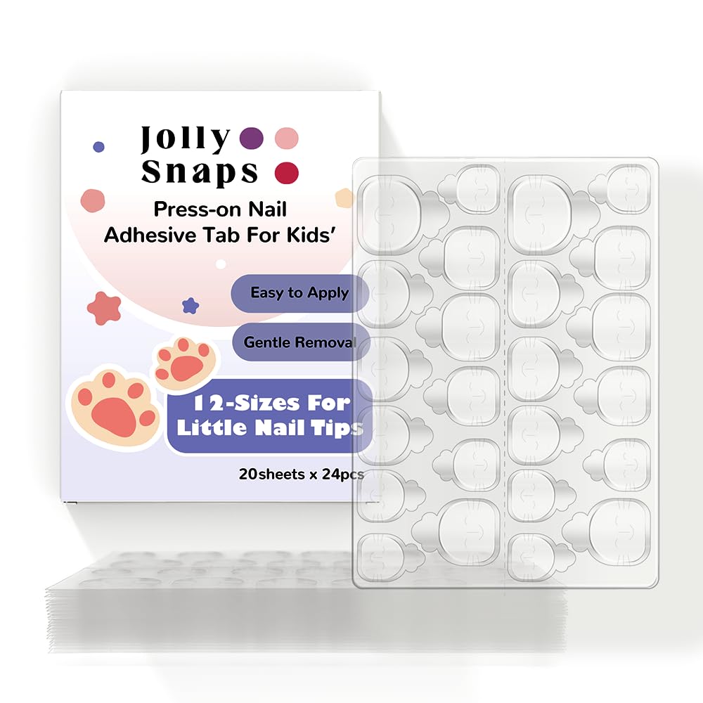 Boîte Jolly Snaps XS d’adhésifs pour ongles presse, tenue durable.