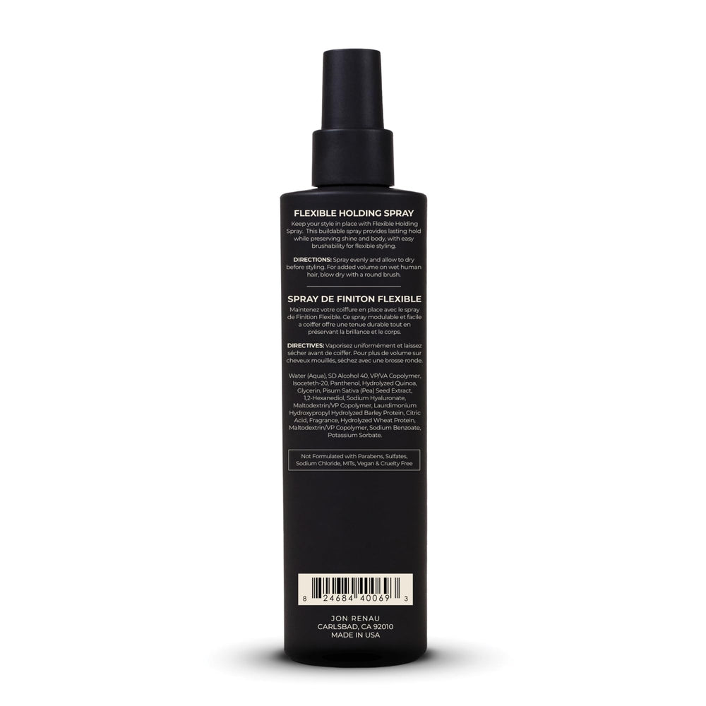 Jon Renau Flexible Holding Spray – application fluide, sans résidu, idéal pour retouches quotidiennes.