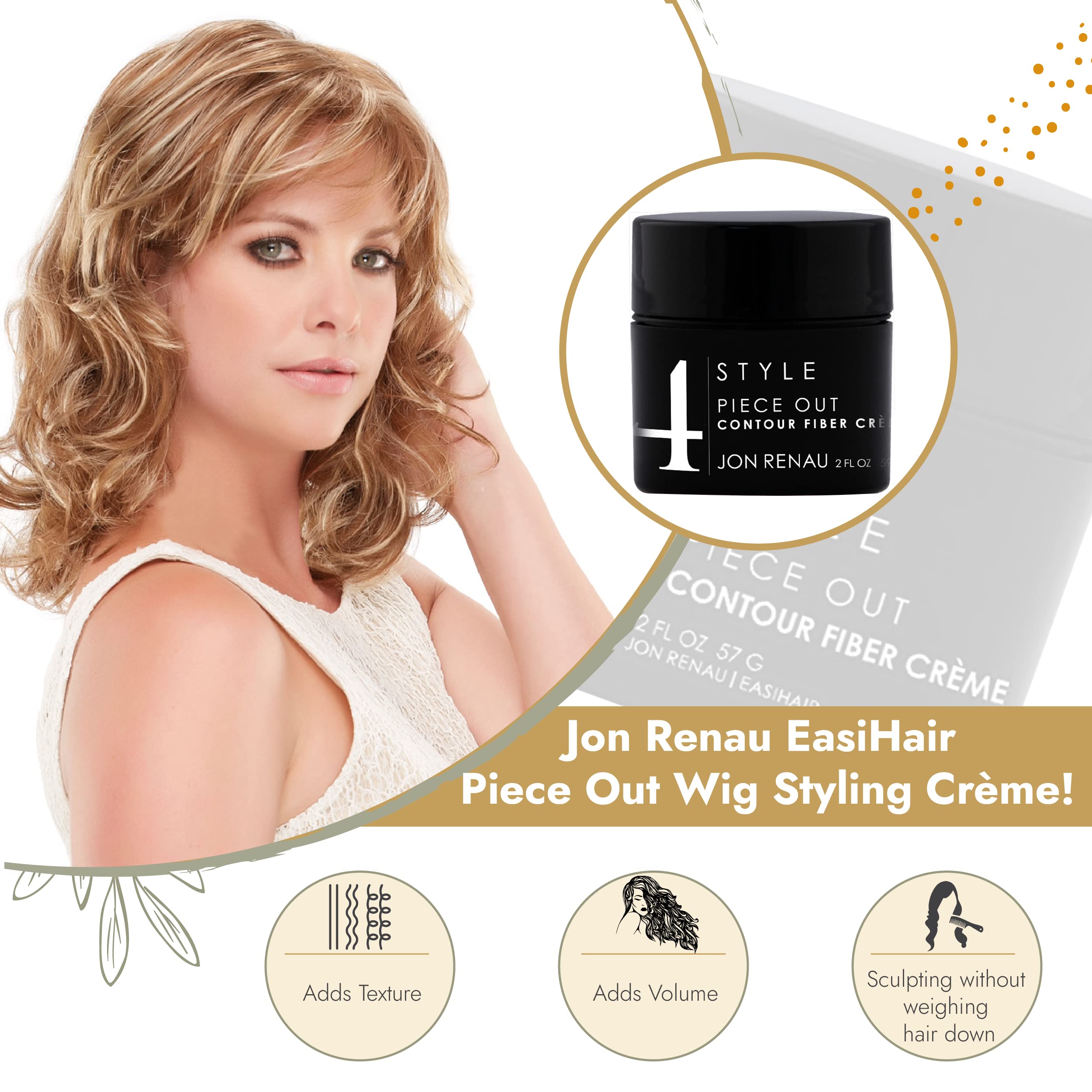 Jon Renau Piece Out Contour Fibre Crème – volume flexible pour perruques.