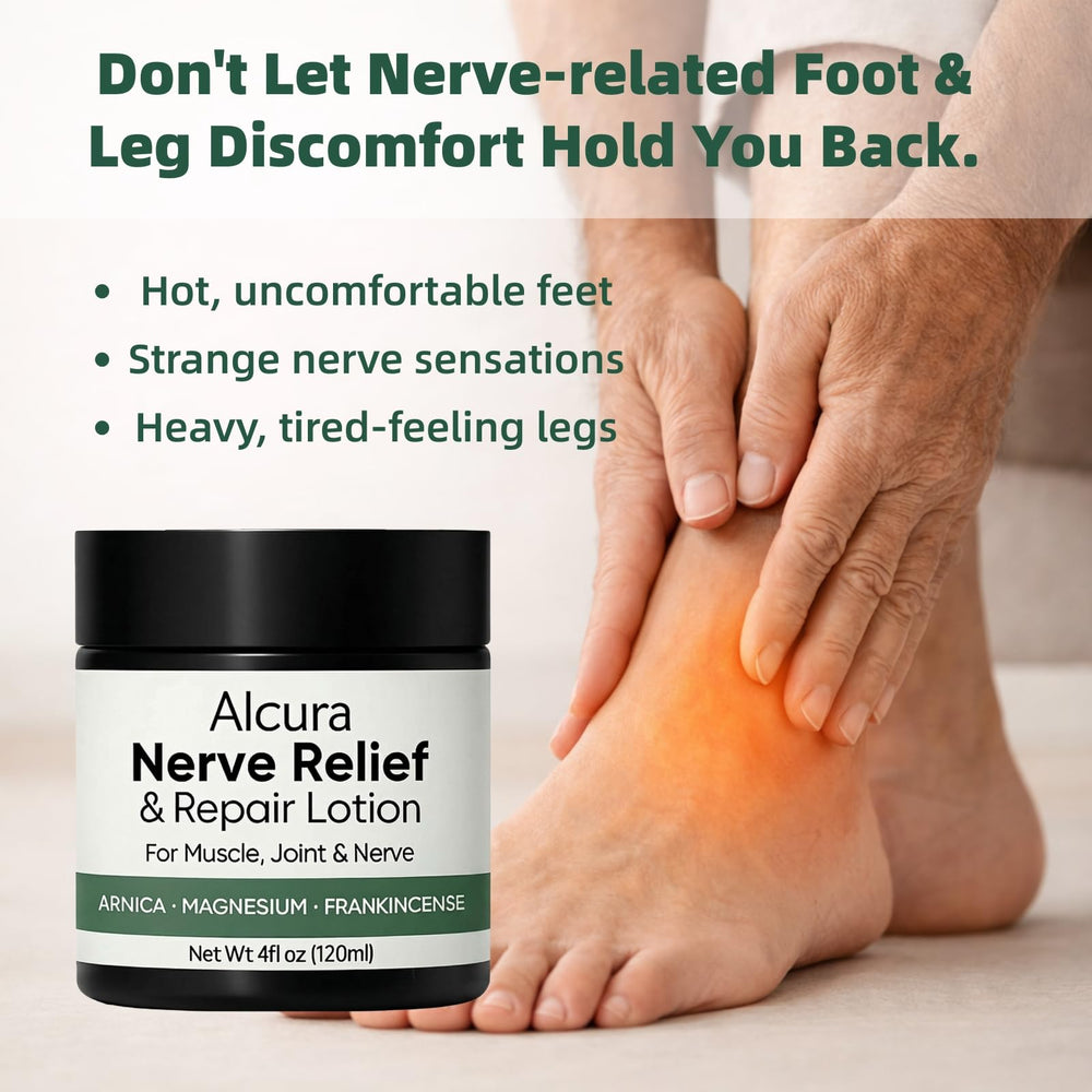 Arnica ingredient detail in Alcura Nerve Cream highlighting natural soothing notes.