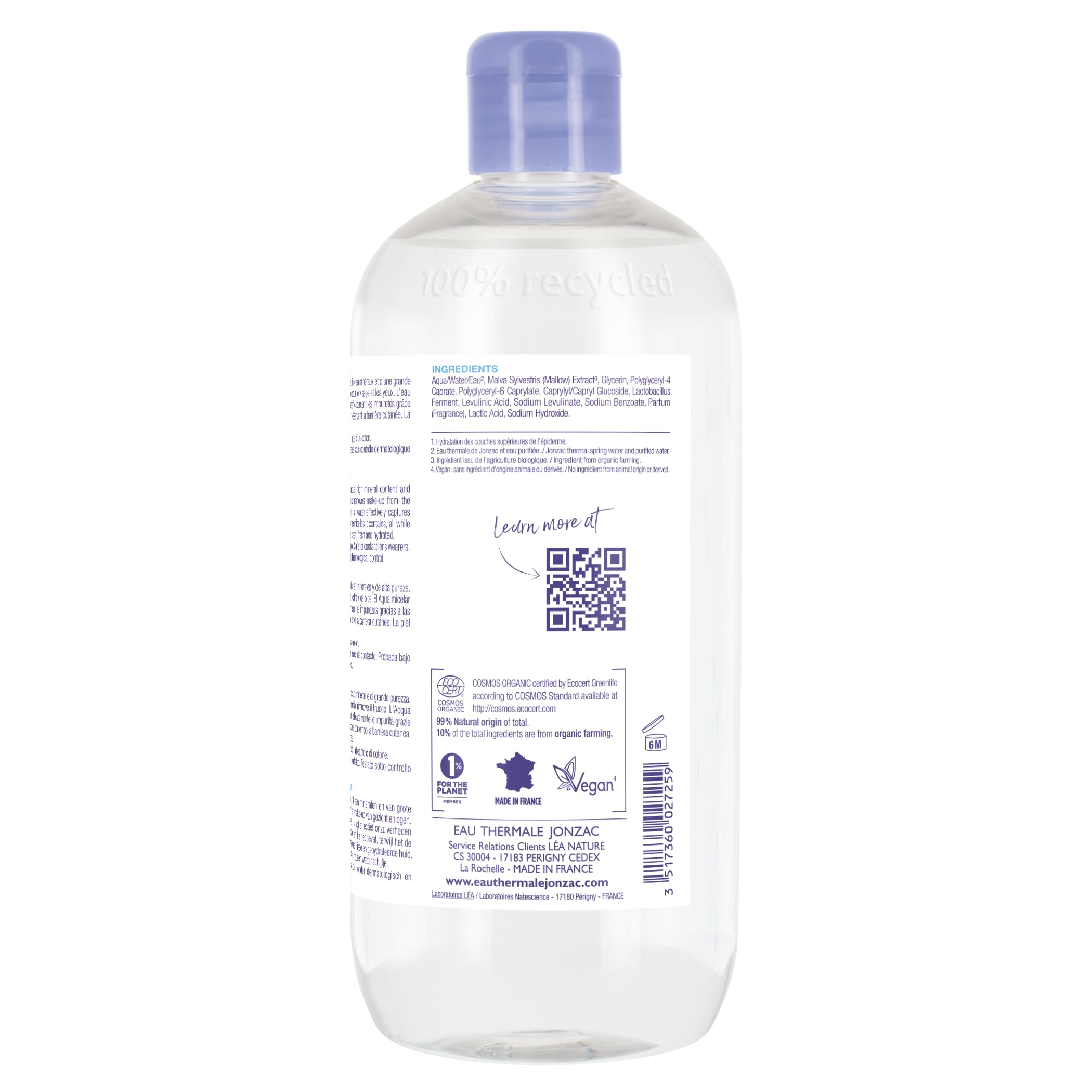 JONZAC formule hypoallergénique adaptée au maquillage quotidien.