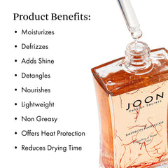 Gouttes de Joon Safran Pistache Rose sur la paume, démêlage en douceur.