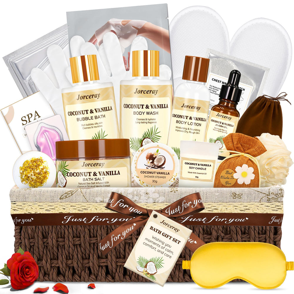 Coffret spa Jorceray 22 pièces prêt à offrir pour Saint-Valentin.