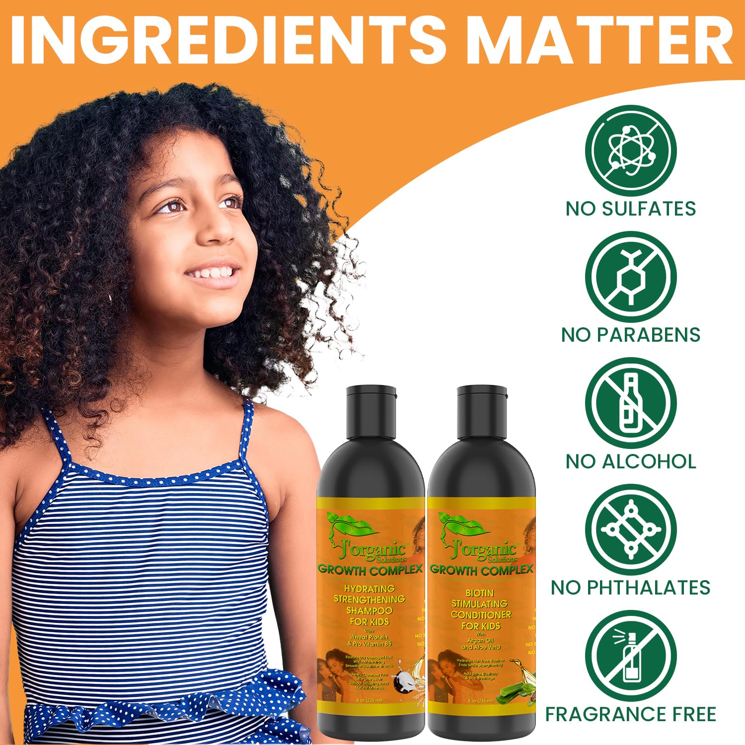 Marque J'Organic Solutions flacon conditionneur bebe, démêlage doux et nourrissant
