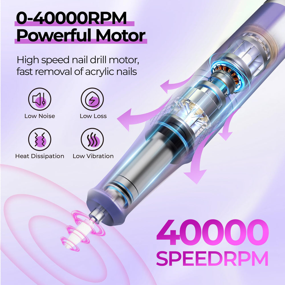 JOSGLOI kit d'ongles avec 12 embouts pour poncer et polir.