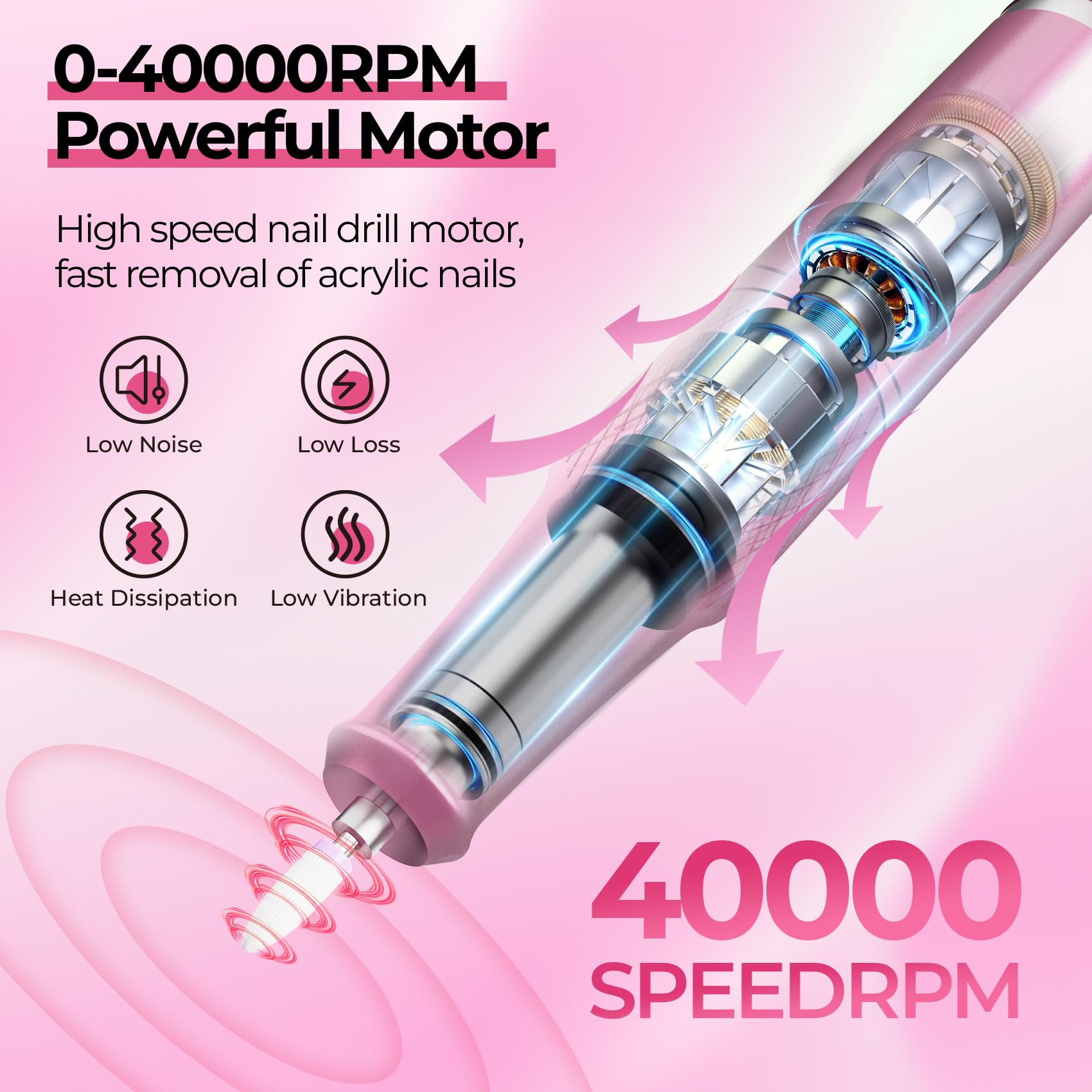 JOSGLOI moteur 40000rpm pour une vitesse élevée et un travail efficace.