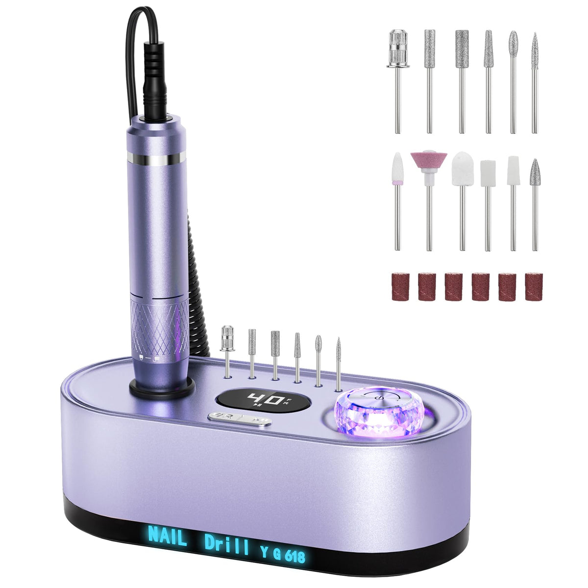 JOSGLOI perceuse à ongles avec affichage LCD pour régler la vitesse avec précision.