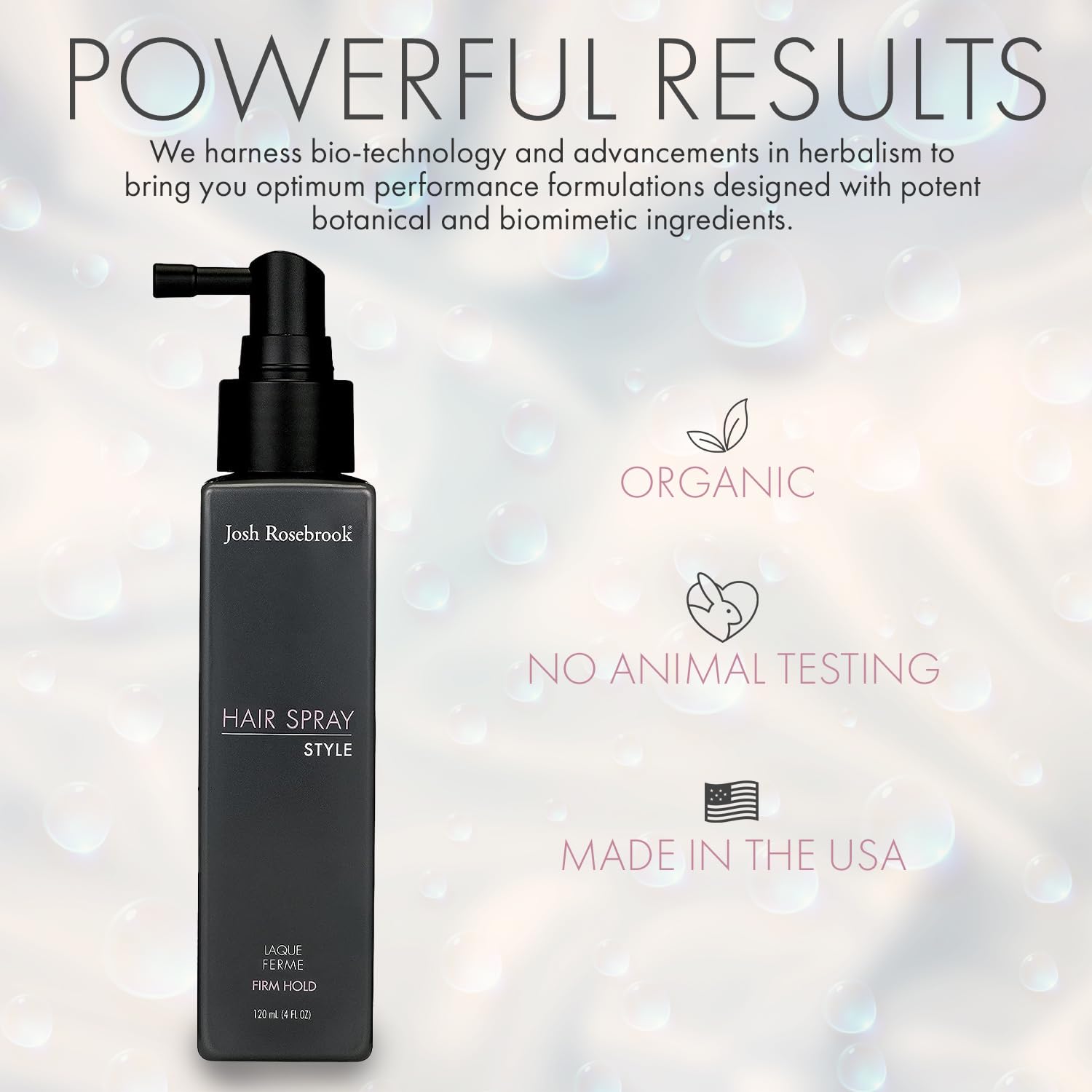 Josh Rosebrook Hair Spray tenue-ferme: contrôle durable sans rigidité.