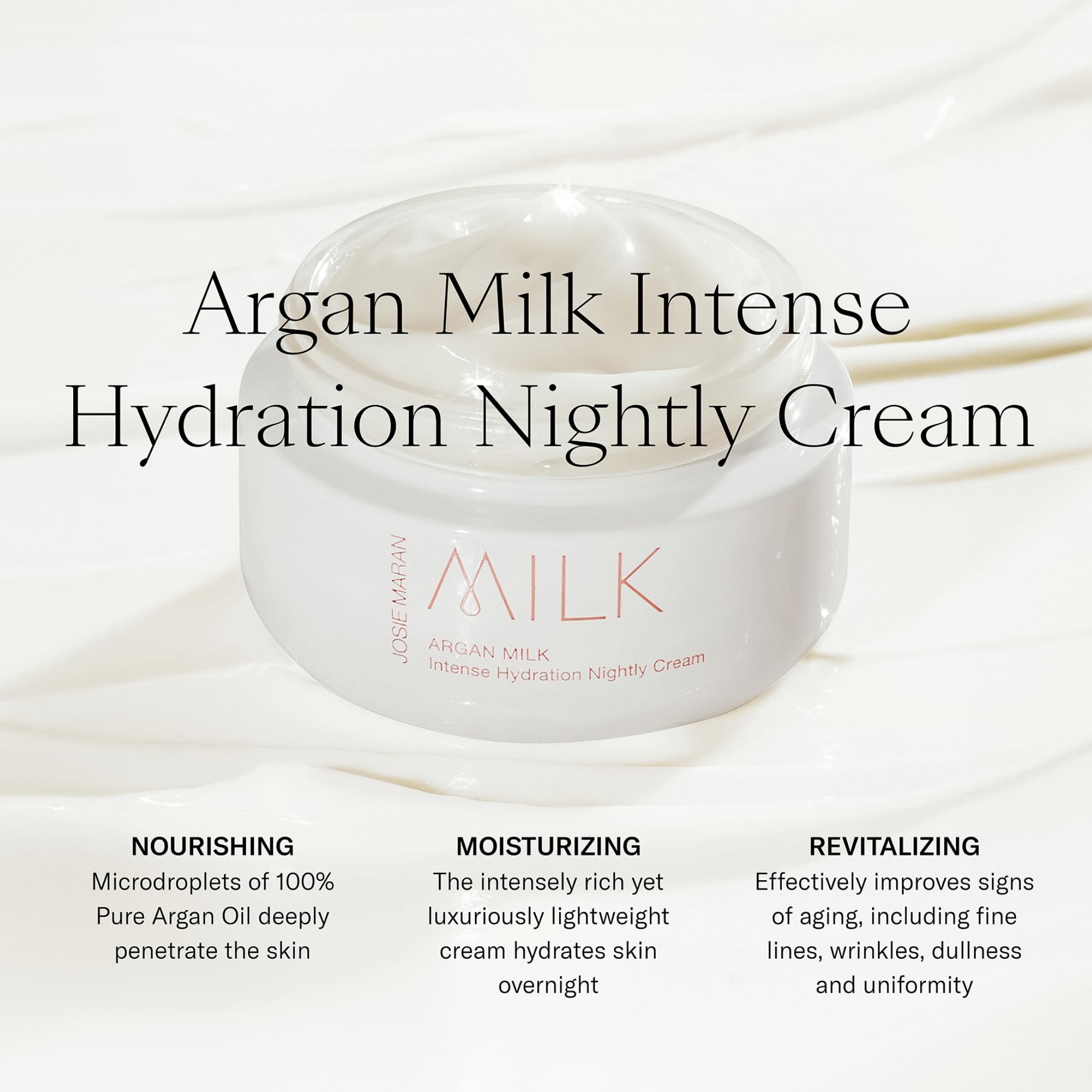 Josie Maran Argan Milk For All – Application soin rituel pour une peau douce.