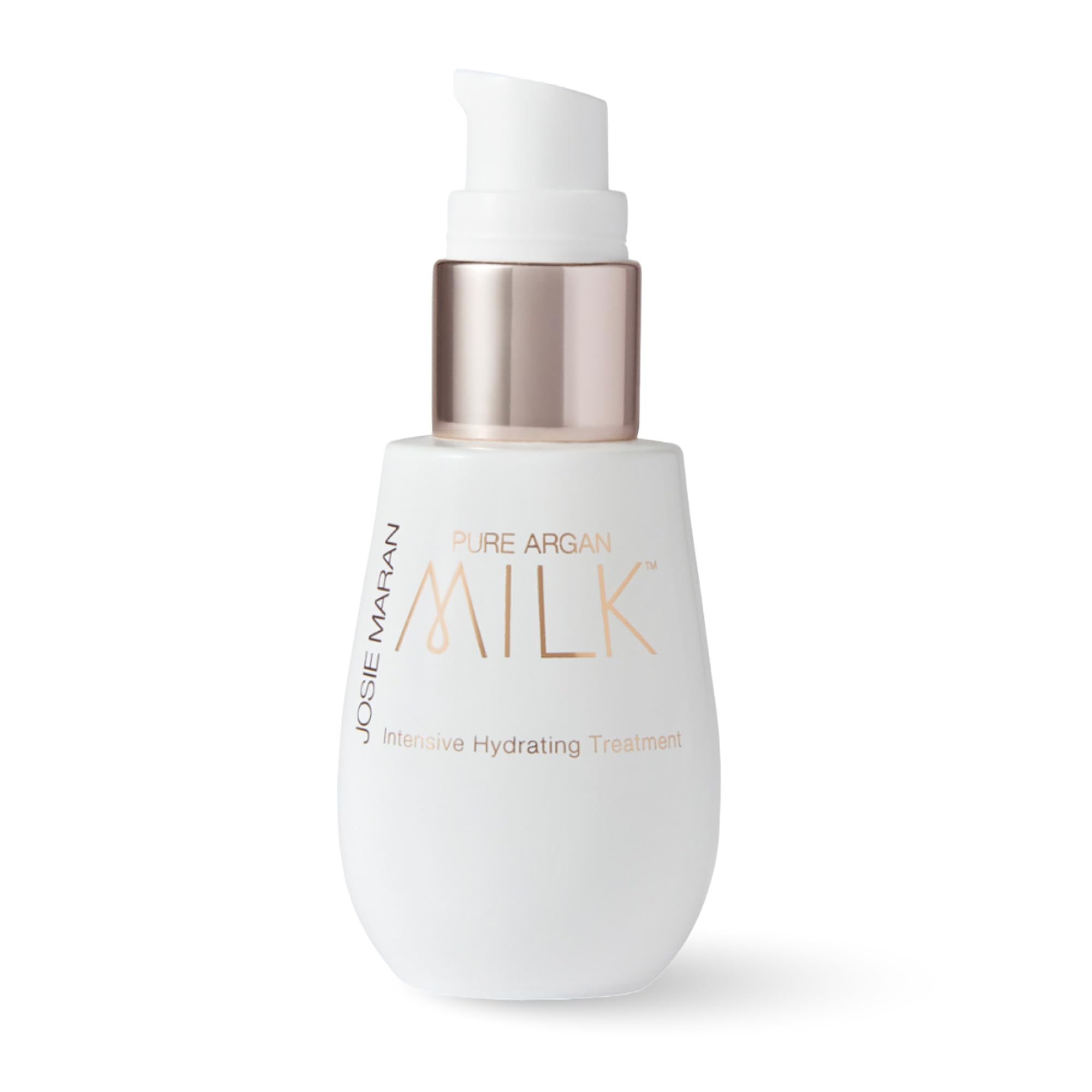 Josie Maran Pure Argan Milk — bouteille; hydratation durable pour peau sèche.