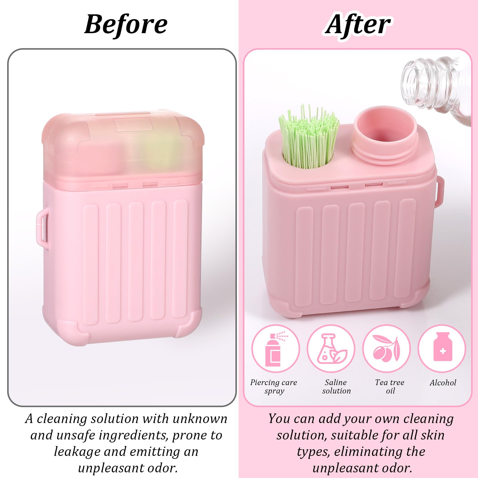 Josojoou-kit-portable-nettoyage-piercing-rose-ensemble: duo pratique pour voyage et usage quotidien.