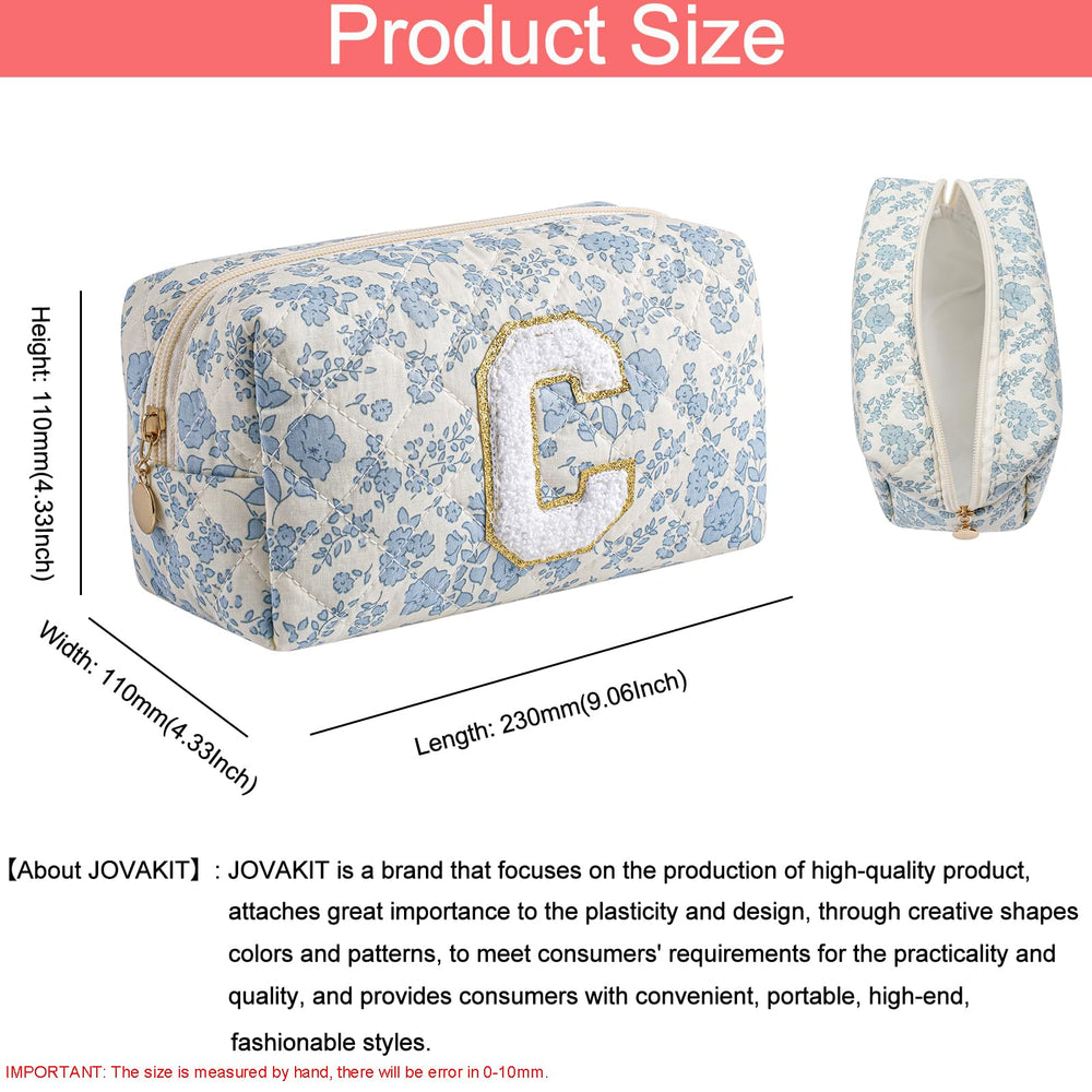Trousse JOVAKIT bleue à fleurs, rangement sûr pour pinceaux et rouges à lèvres.