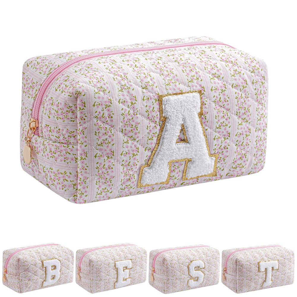 Sac maquillage JOVAKIT Alphabet floral rose, élégant et compact pour vos essentiels beauté