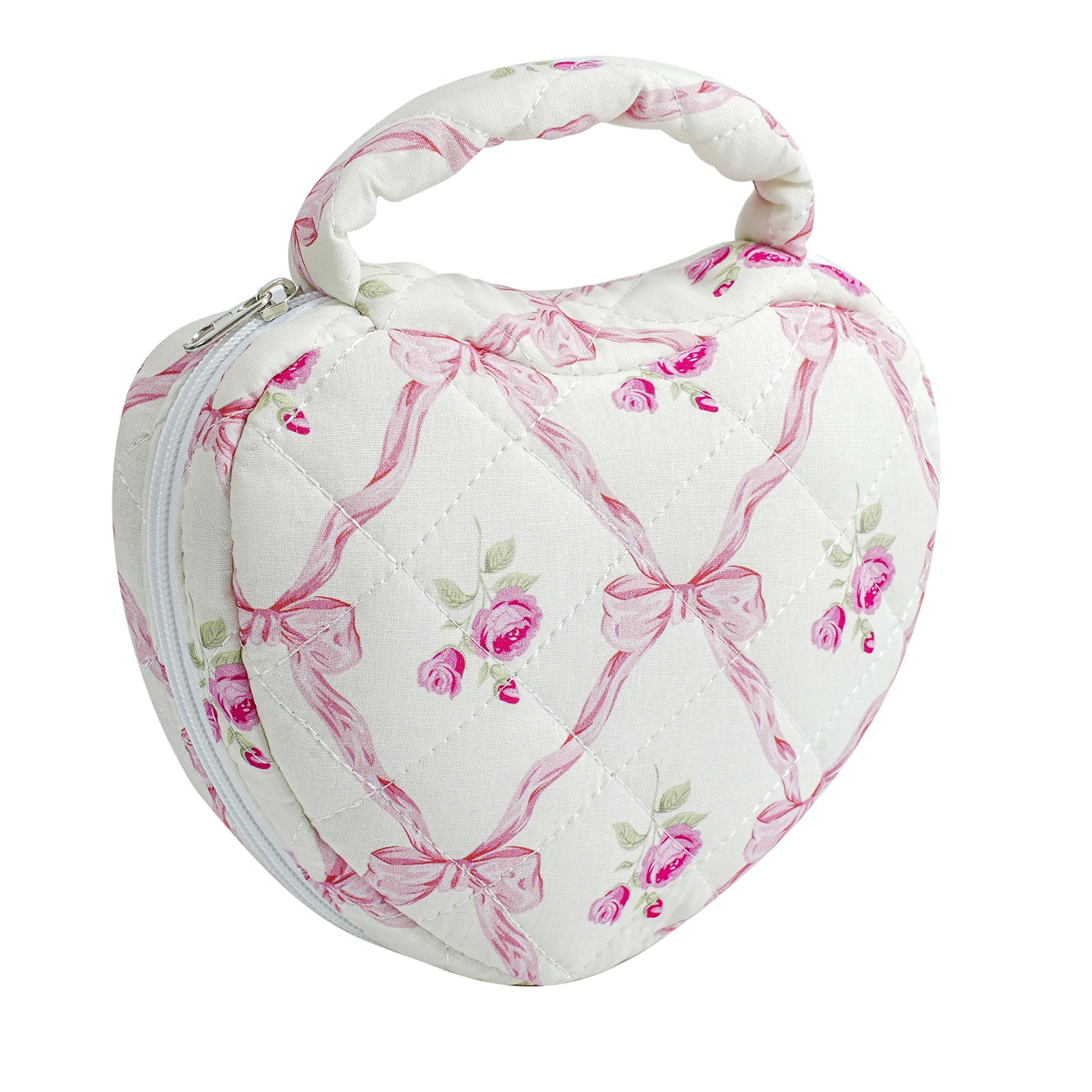 Sac JOVAKIT maQuillage cœur quilté avec anse, rangement pratique.