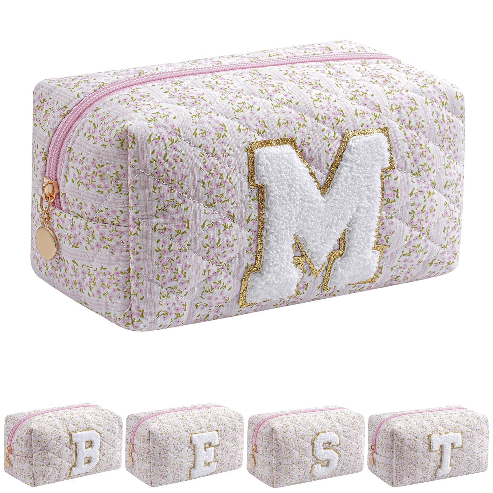 Trousse JOVAKIT Alphabet Rose Floral, rangement elegant pour maquillage.