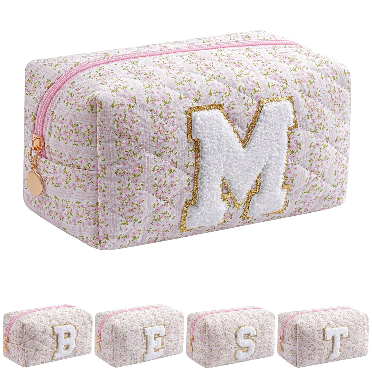 Trousse JOVAKIT Alphabet Rose Floral, rangement elegant pour maquillage.
