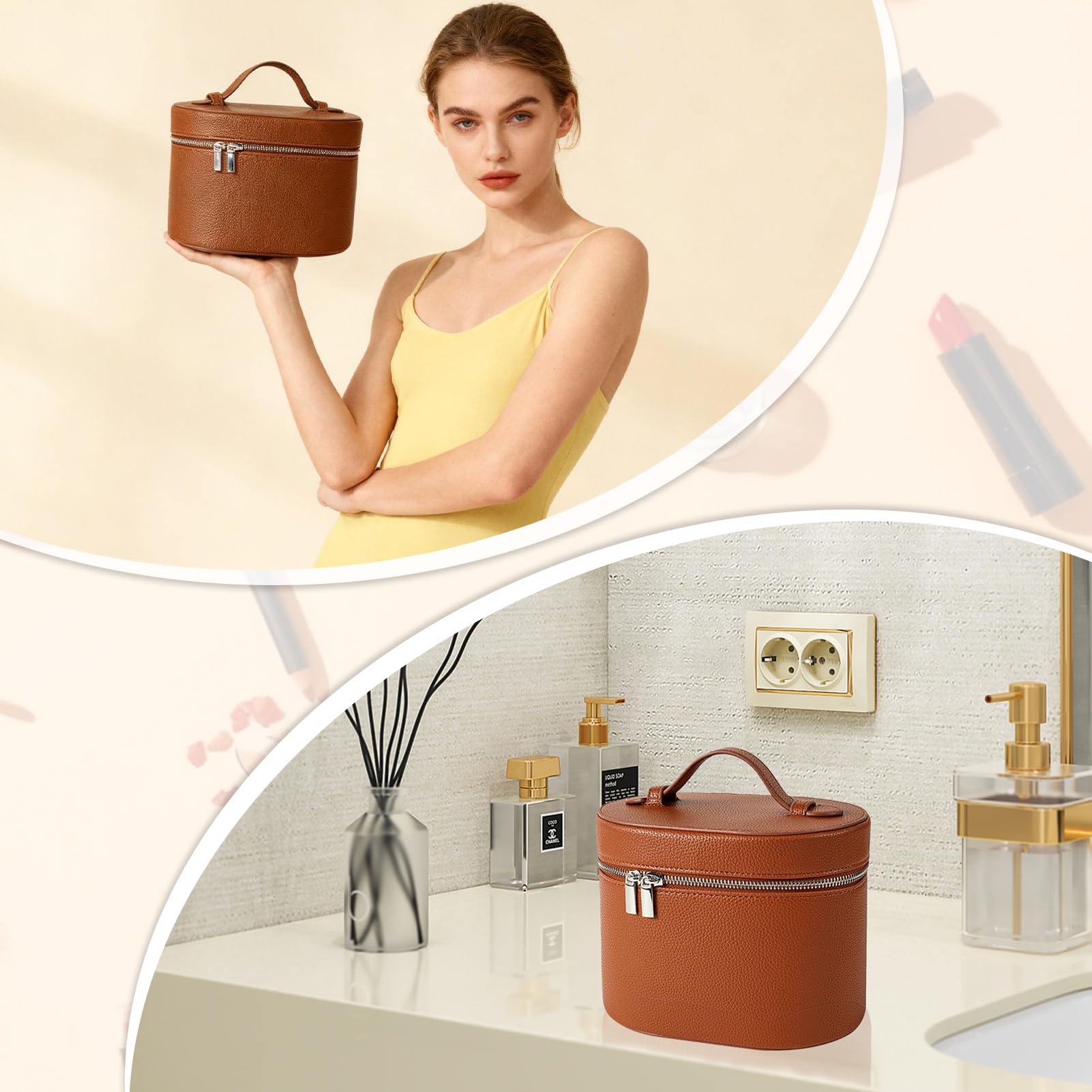 JOVOLIFE sac maquillage poignee haute, transport facile entre salle de bains et voyage