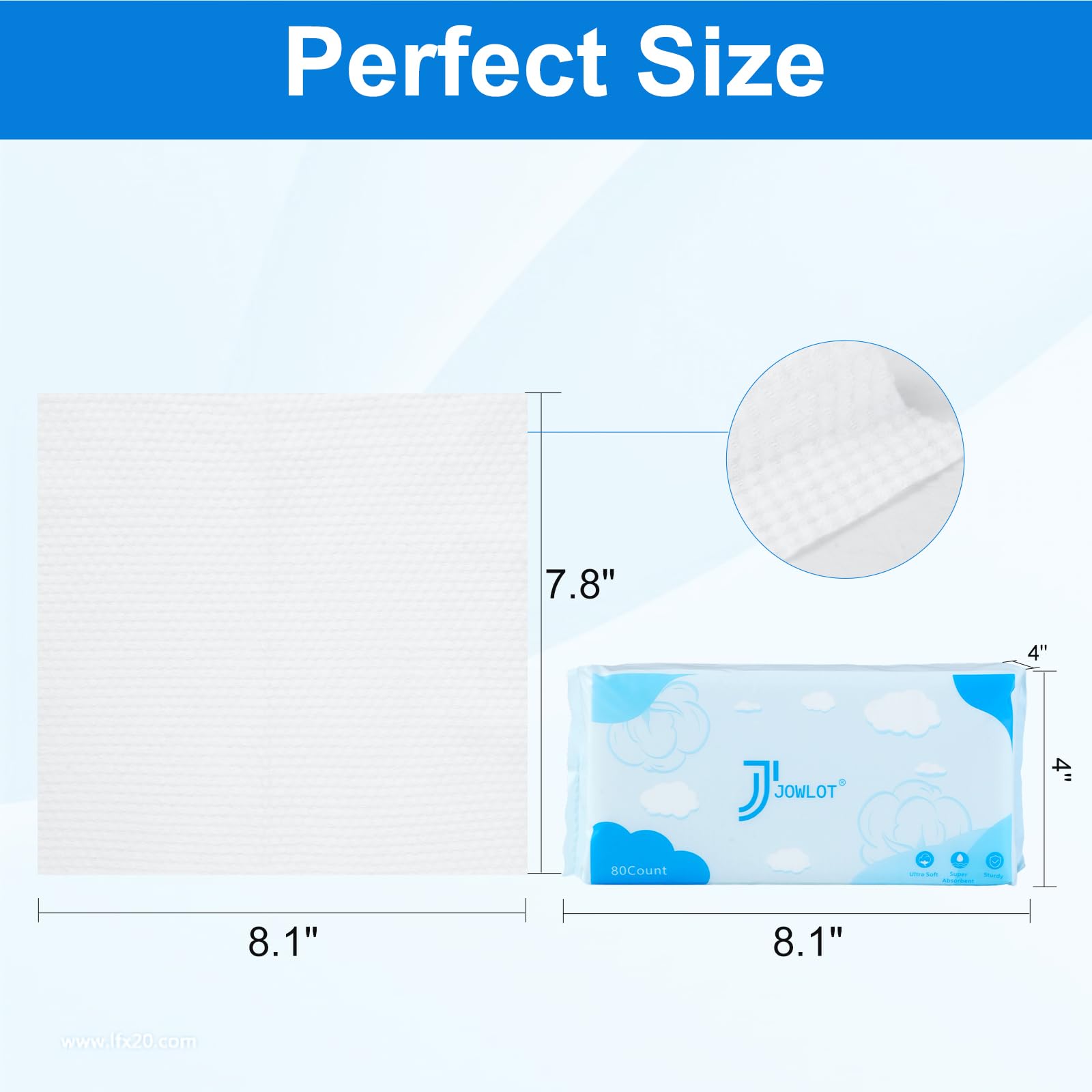 Texture double-face des serviettes JOWLOT pour nettoyage délicat et profond.