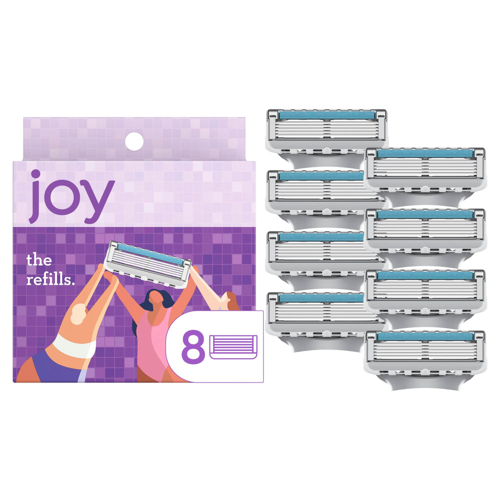 JOY récharges de rasoir femme violet, 8 pièces, pour un rasage confortable et efficace.