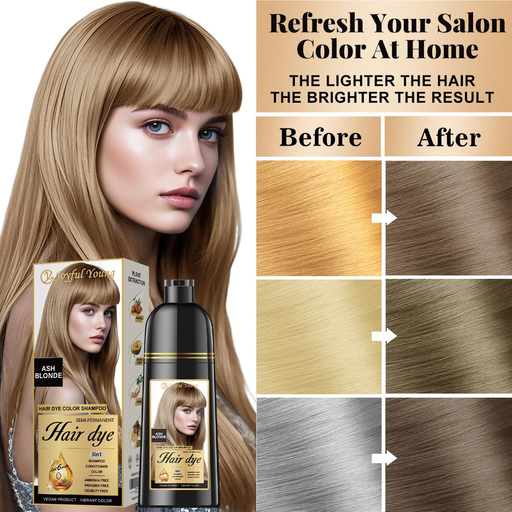 Joyful Young avant/après cheveux gris pour un rendu naturel
