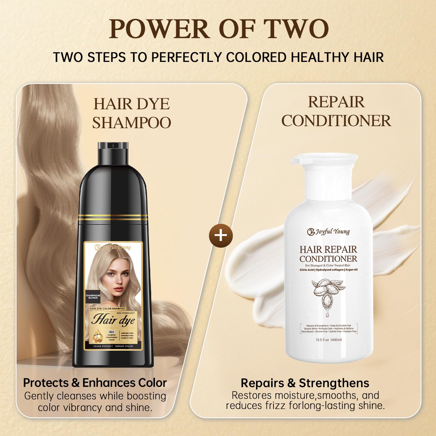 Joyful Young Champagne Blonde Shampoo – temps d’action recommandé de 15 à 30 minutes.
