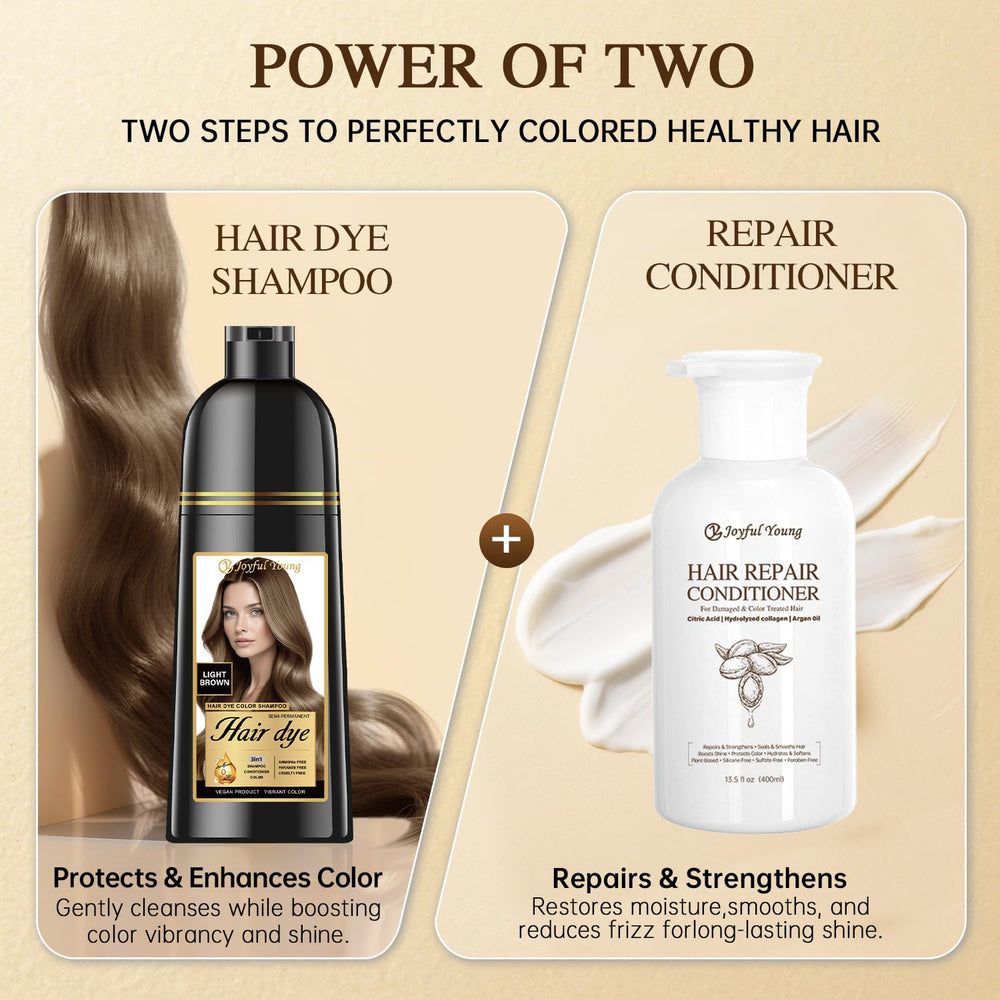 Cheveux brillants et doux après l’utilisation Joyful Young Shampoing colorant.