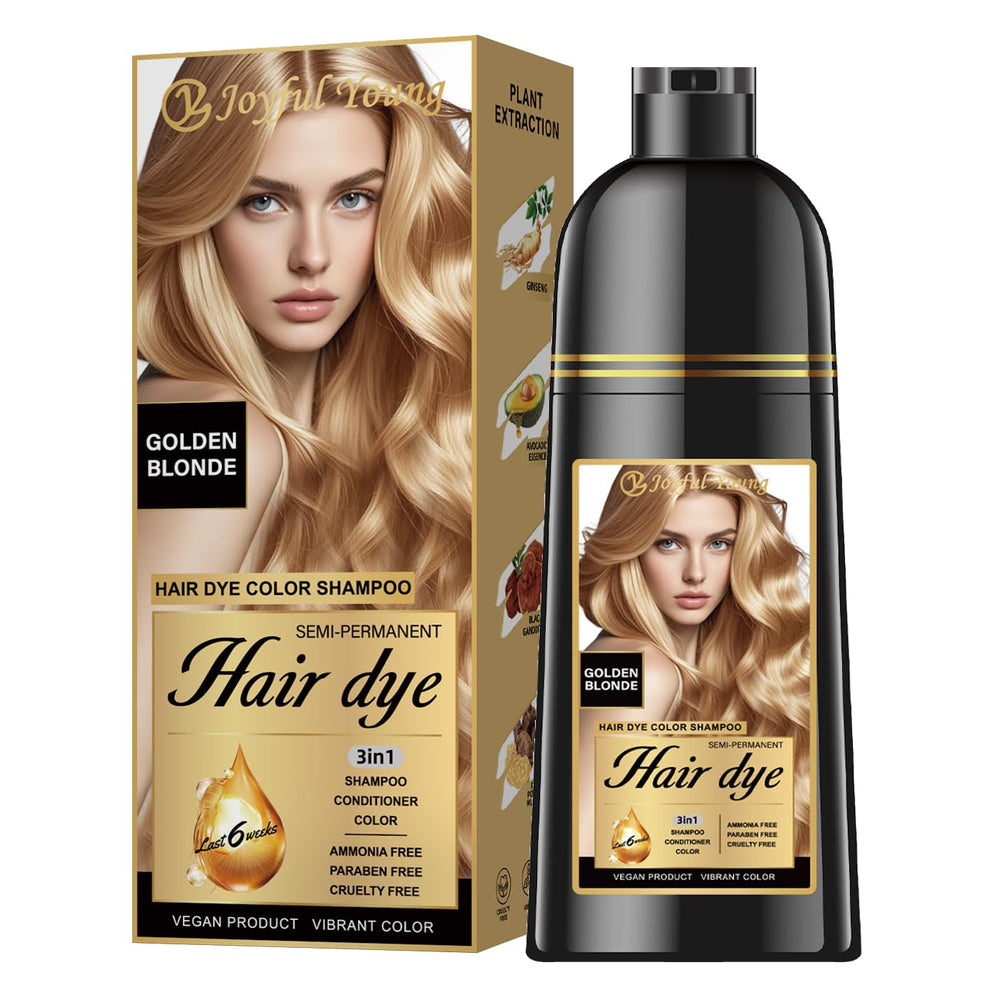 Joyful Young Shampoing Blond Doré – bouteille pompe, teinte chaude prête à l’emploi