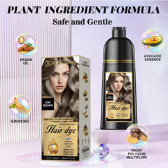 Joyful Young Shampoing Colorant Brun Cendré, application sans bol ni pinceau, pratique à domicile.