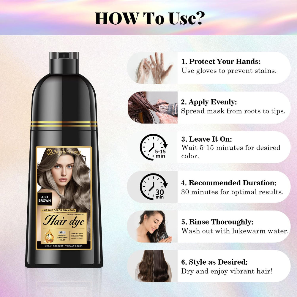 Joyful Young Shampoing Colorant Brun Cendré, adapté aux femmes et aux hommes pour un rendu discret.