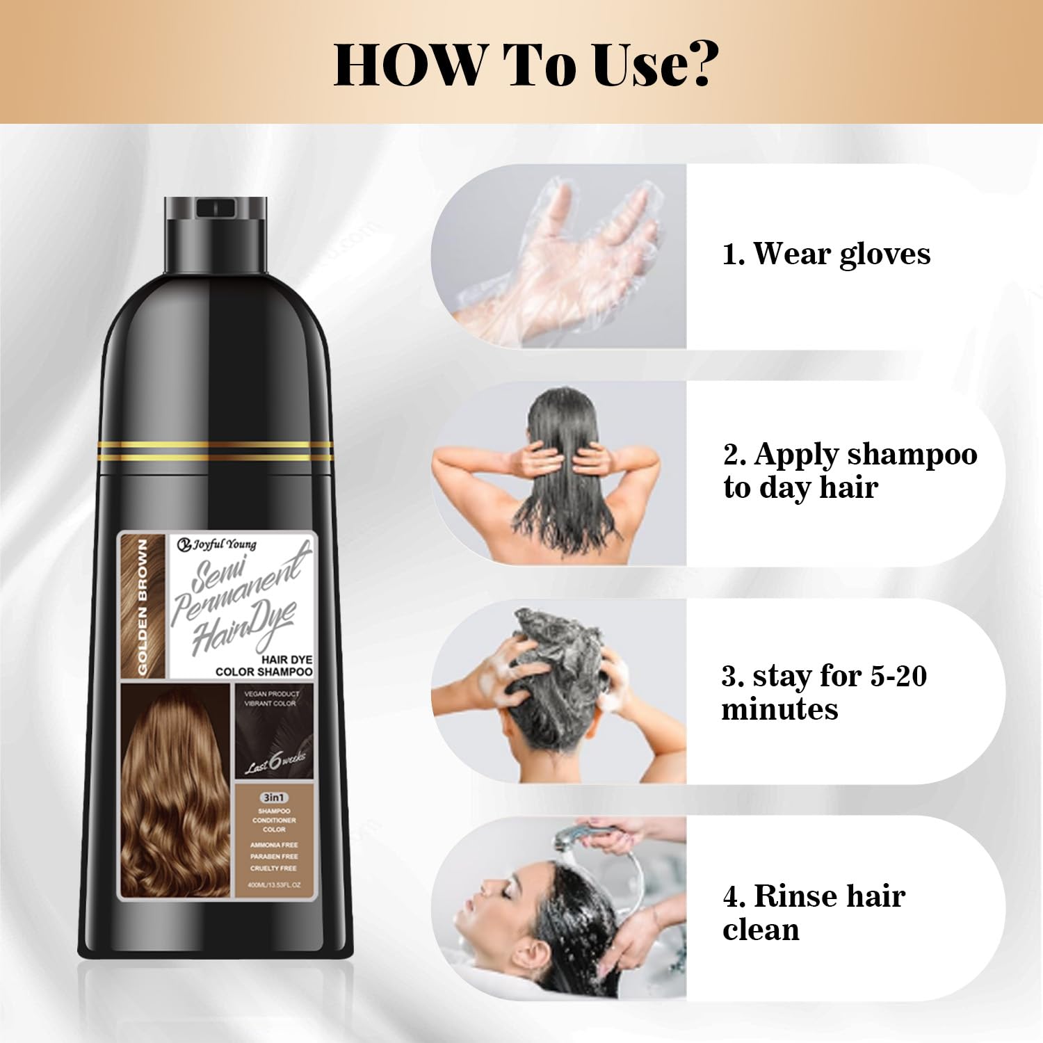 Joyful Young Shampoing colorant brun dore effet brillant et douceur