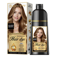 Joyful Young Shampoing colorant brun dore emballage, démarrage facile de la routine