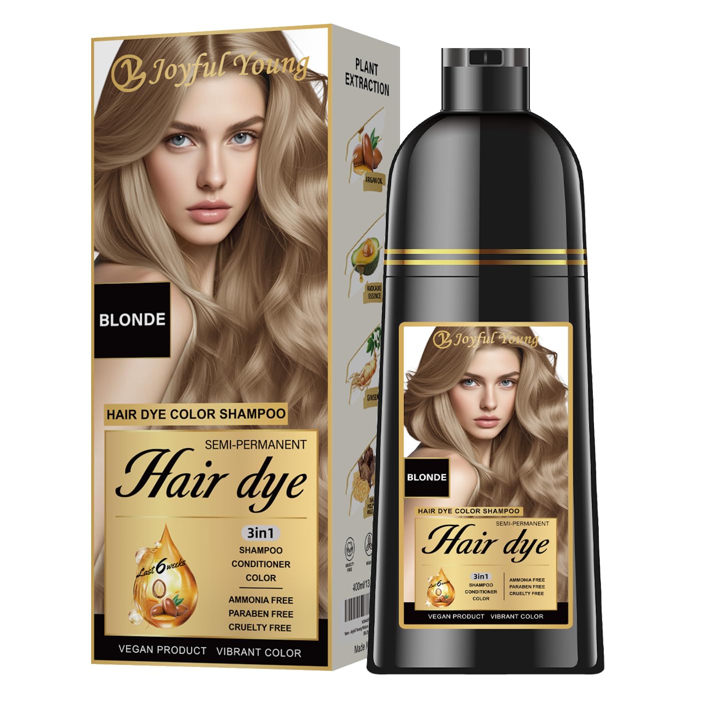 Joyful Young shampoo colorant cheveux blond moyen — dépôt discret pour fondre les gris.