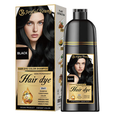 Joyful Young shampoo-colorant noir – couverture gris naturelle pour cheveux.