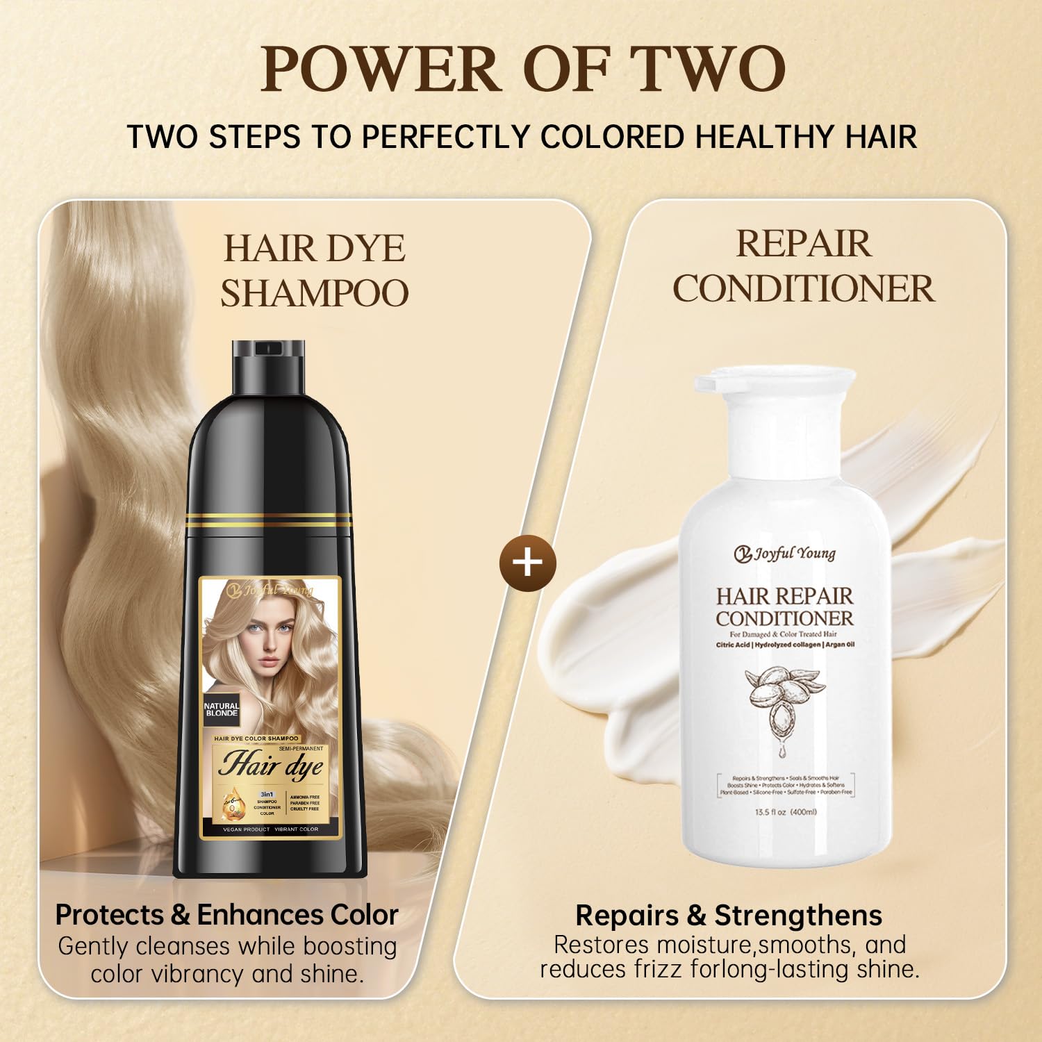 Joyful Young soin capillaire colorant blond clair, résultat progressif et naturel.
