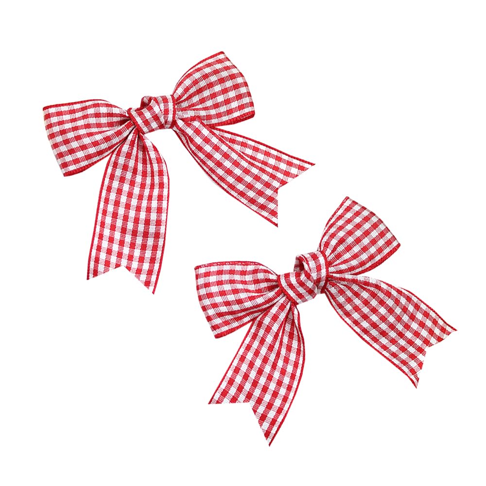 Joyfunfabu, noeud gingham rouge et blanc 3 pouces, pour une coiffure élégante et durable.