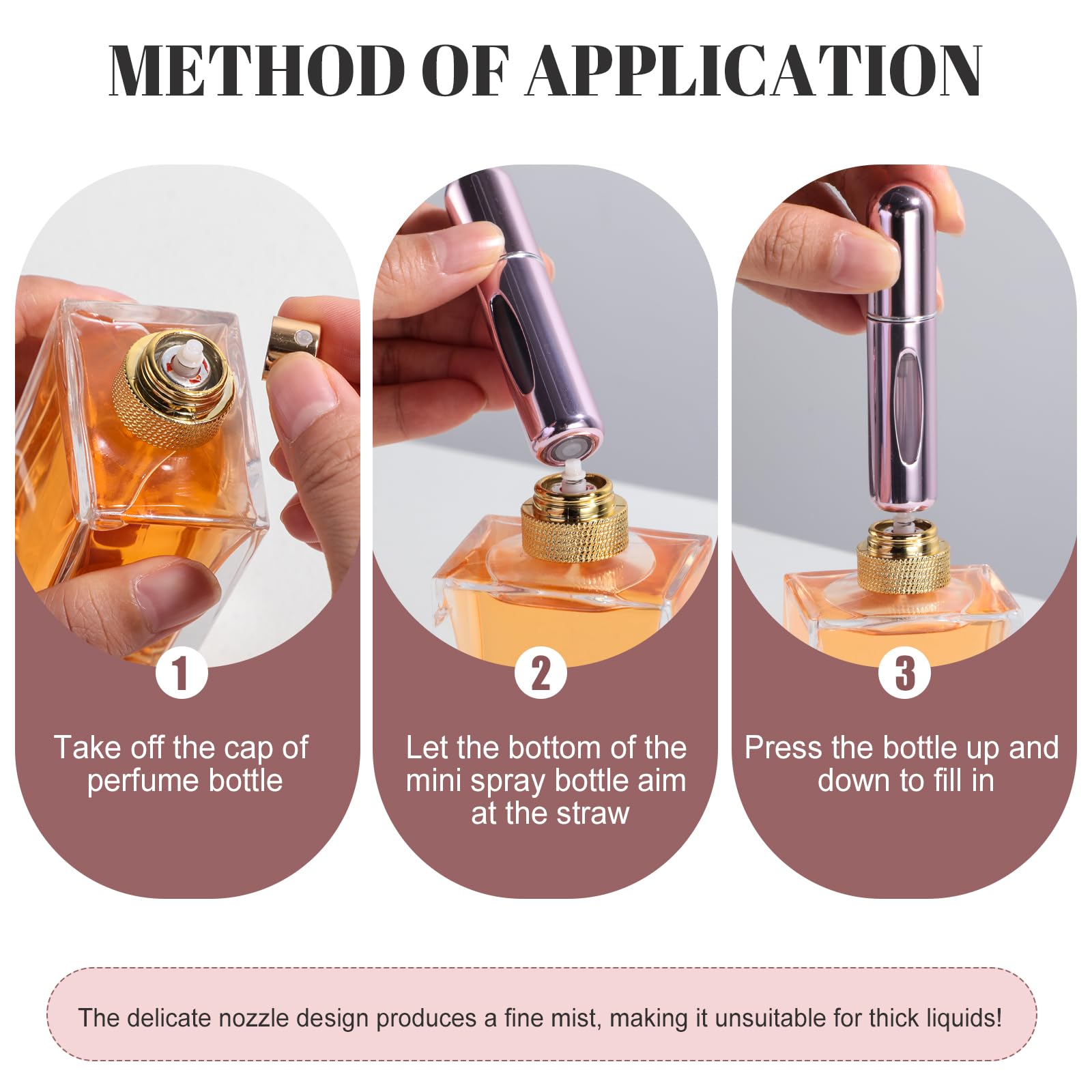 Pompe remplissage rapide: rechargez votre parfum en quelques secondes.