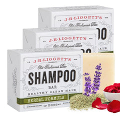 Barre-shampooing herbal J.R.LIGGETT'S en gros plan, nettoyage en douceur et brillance naturelle